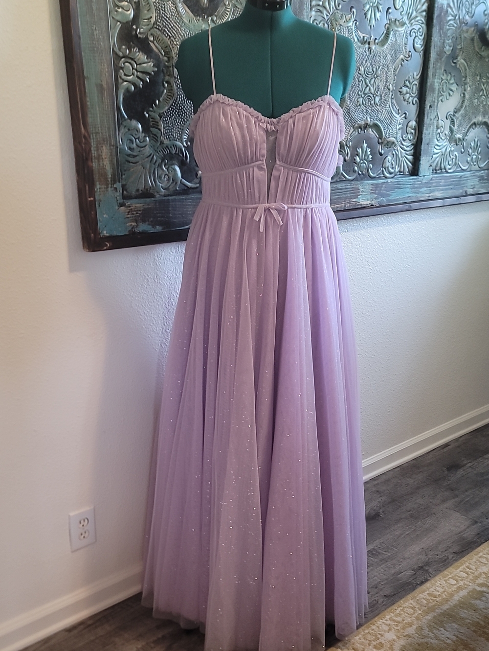 Lavender Glitter Tulle Prom Dress